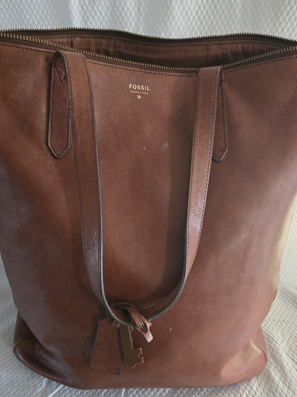 Fossil Brown Leather Tote Bag